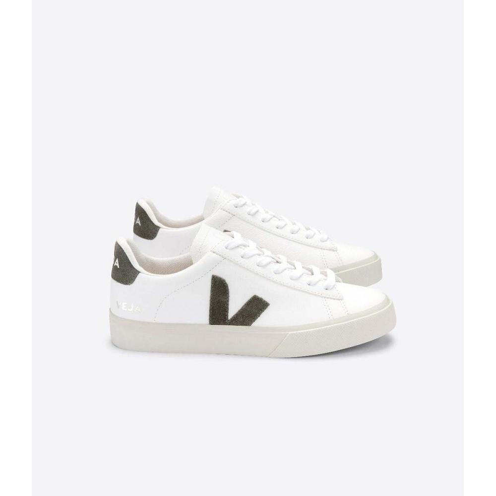 Veja CAMPO CHROMEFREE Women\'s Low Tops Sneakers White/Khaki | NZ 593KOR